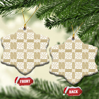 Beige Ngatu Pattern Malo e Lelei Tonga Ceramic Ornament