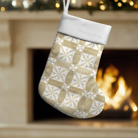 Beige Ngatu Pattern Malo e Lelei Tonga Christmas Stocking
