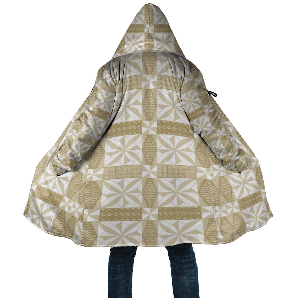 Beige Ngatu Pattern Malo e Lelei Tonga Cloak LT14 Unisex Beige - Polynesian Pride