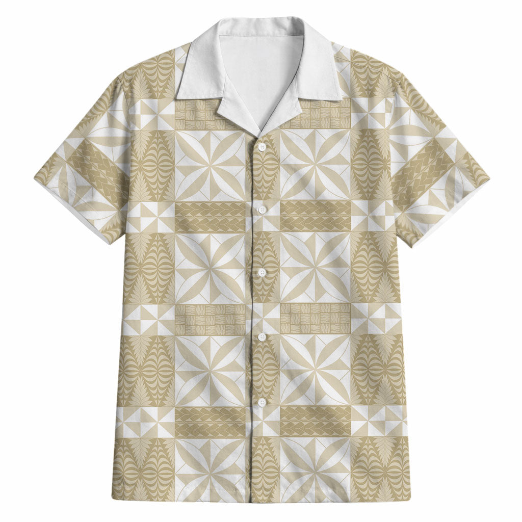 Beige Ngatu Pattern Malo e Lelei Tonga Hawaiian Shirt