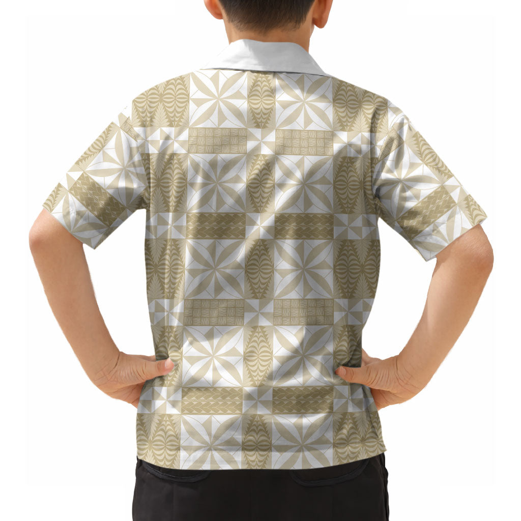 Beige Ngatu Pattern Malo e Lelei Tonga Hawaiian Shirt