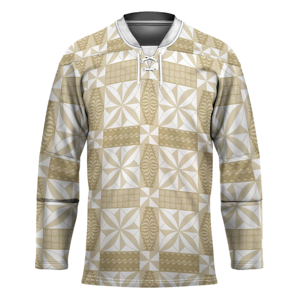 Beige Ngatu Pattern Malo e Lelei Tonga Hockey Jersey