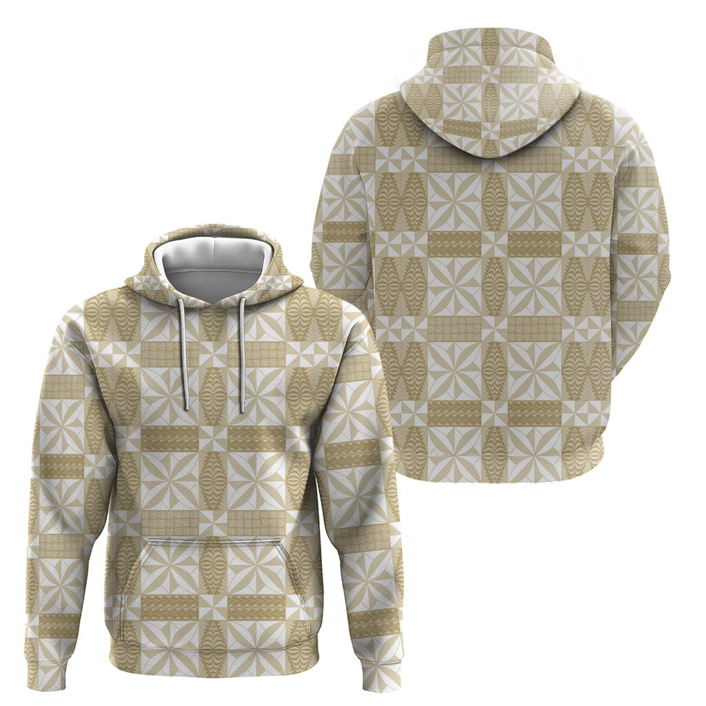 Beige Ngatu Pattern Malo e Lelei Tonga Hoodie