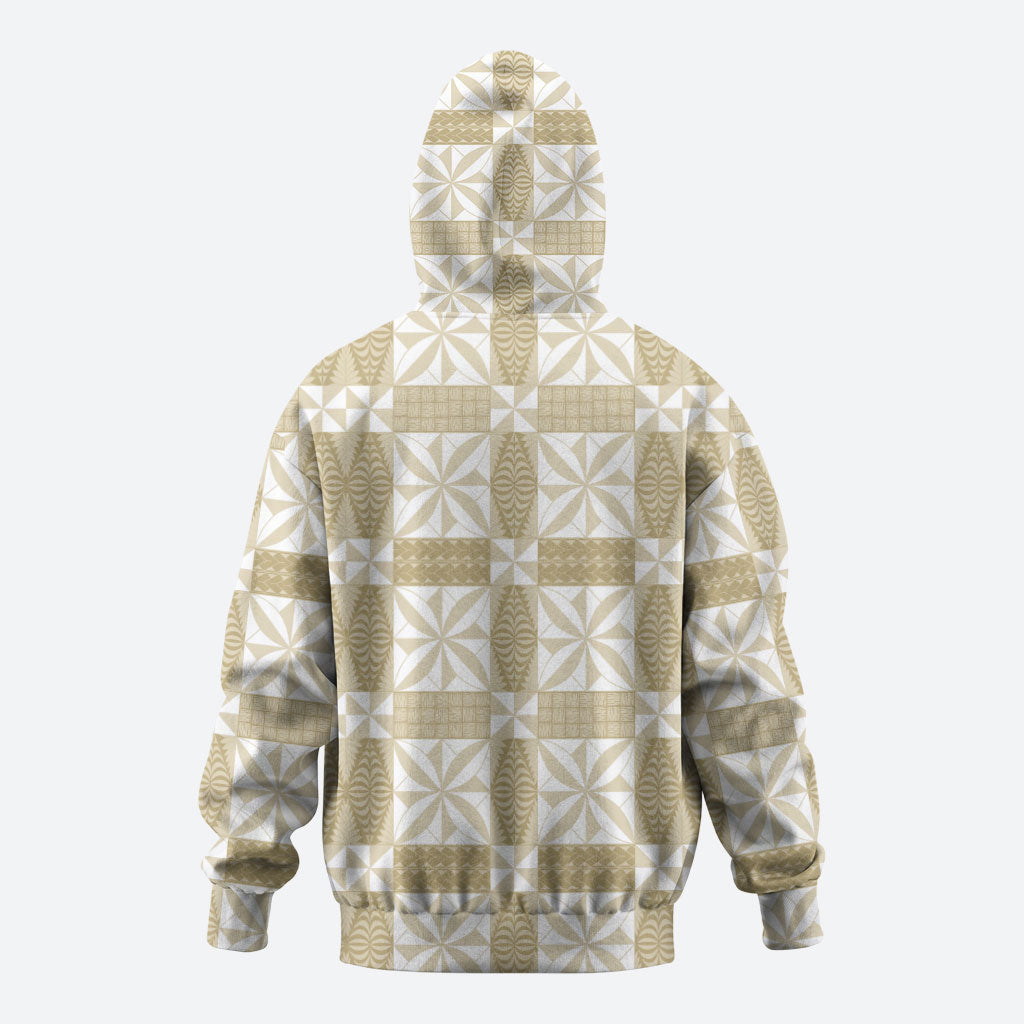 Beige Ngatu Pattern Malo e Lelei Tonga Hoodie