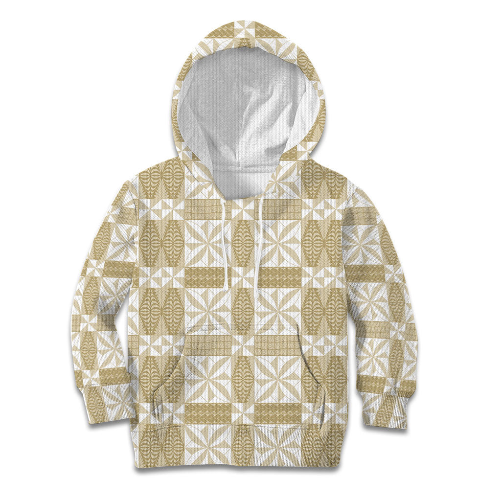 Beige Ngatu Pattern Malo e Lelei Tonga Kid Hoodie