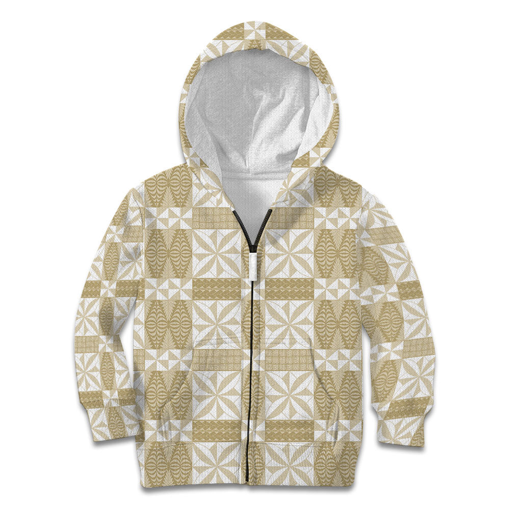 Beige Ngatu Pattern Malo e Lelei Tonga Kid Hoodie