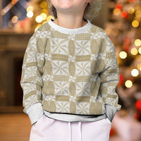 Beige Ngatu Pattern Malo e Lelei Tonga Kid Ugly Christmas Sweater