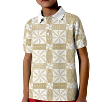 Beige Ngatu Pattern Malo e Lelei Tonga Kid Polo Shirt