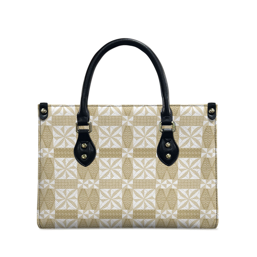Beige Ngatu Pattern Malo e Lelei Tonga Leather Bag