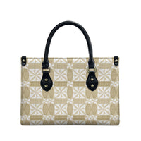 Beige Ngatu Pattern Malo e Lelei Tonga Leather Bag