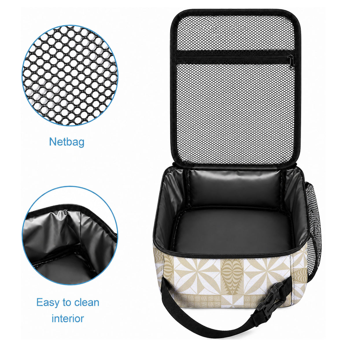 Beige Ngatu Pattern Malo e Lelei Tonga Lunch Bag