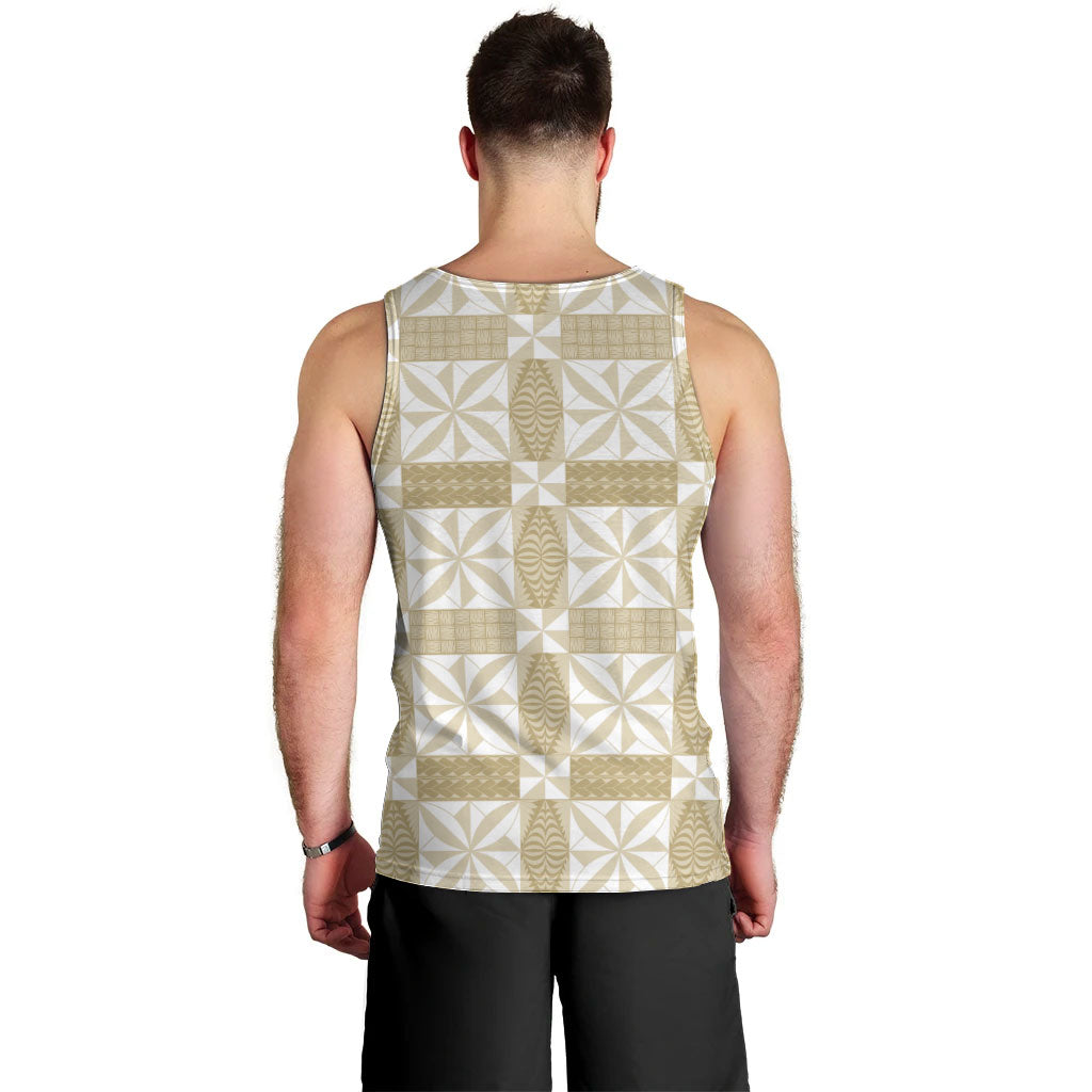 Beige Ngatu Pattern Malo e Lelei Tonga Men Tank Top