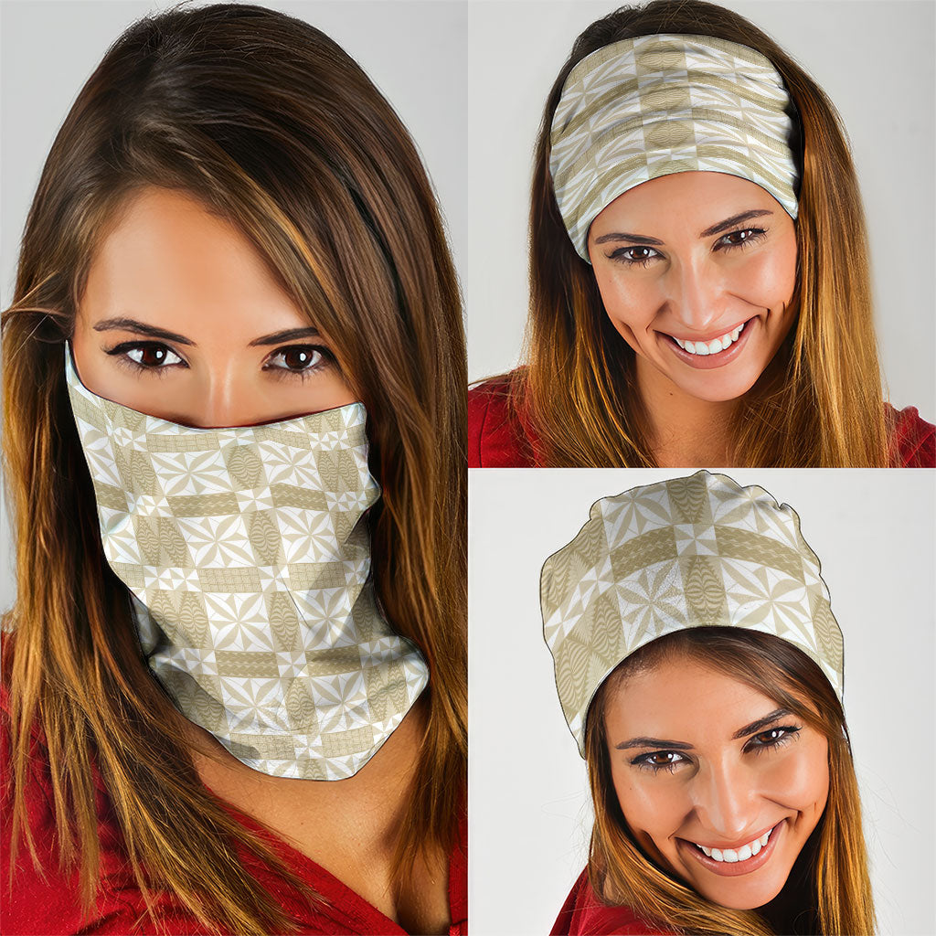 Beige Ngatu Pattern Malo e Lelei Tonga Neck Gaiter