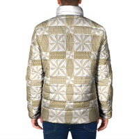 Beige Ngatu Pattern Malo e Lelei Tonga Padded Jacket LT14 - Polynesian Pride