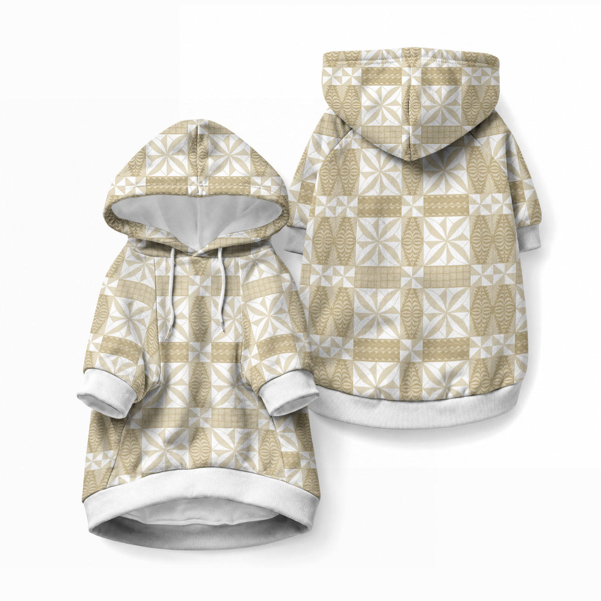 Beige Ngatu Pattern Malo e Lelei Tonga Pet Hoodie
