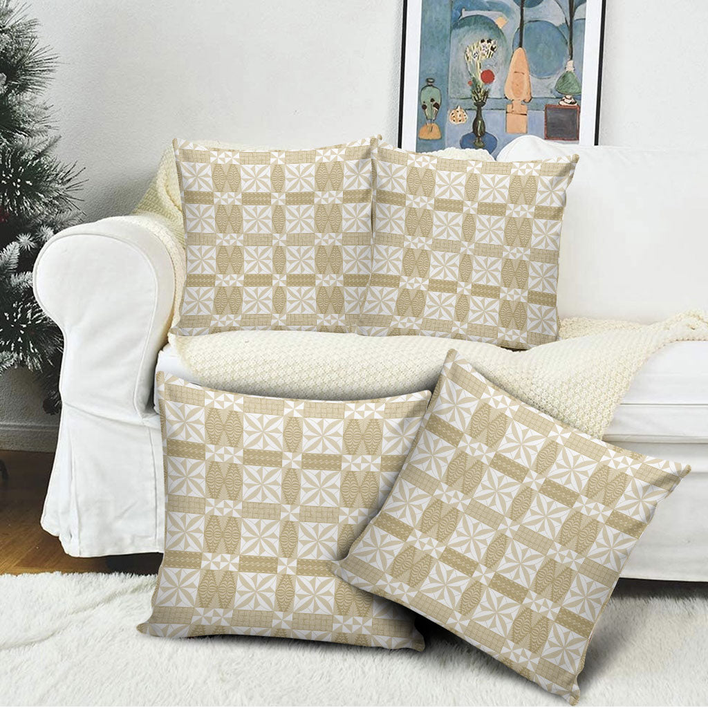 Beige Ngatu Pattern Malo e Lelei Tonga Pillow Cover