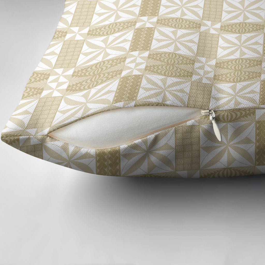 Beige Ngatu Pattern Malo e Lelei Tonga Pillow Cover