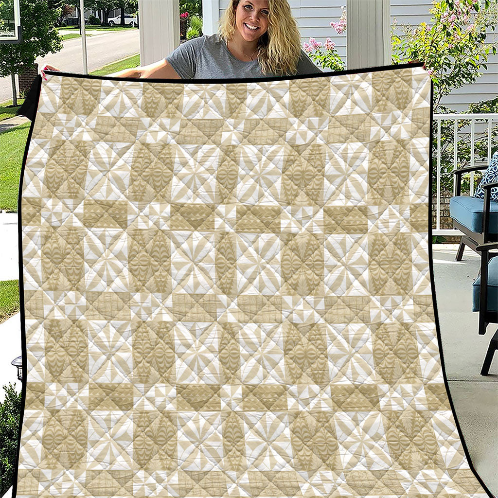 Beige Ngatu Pattern Malo e Lelei Tonga Quilt LT14 Beige - Polynesian Pride