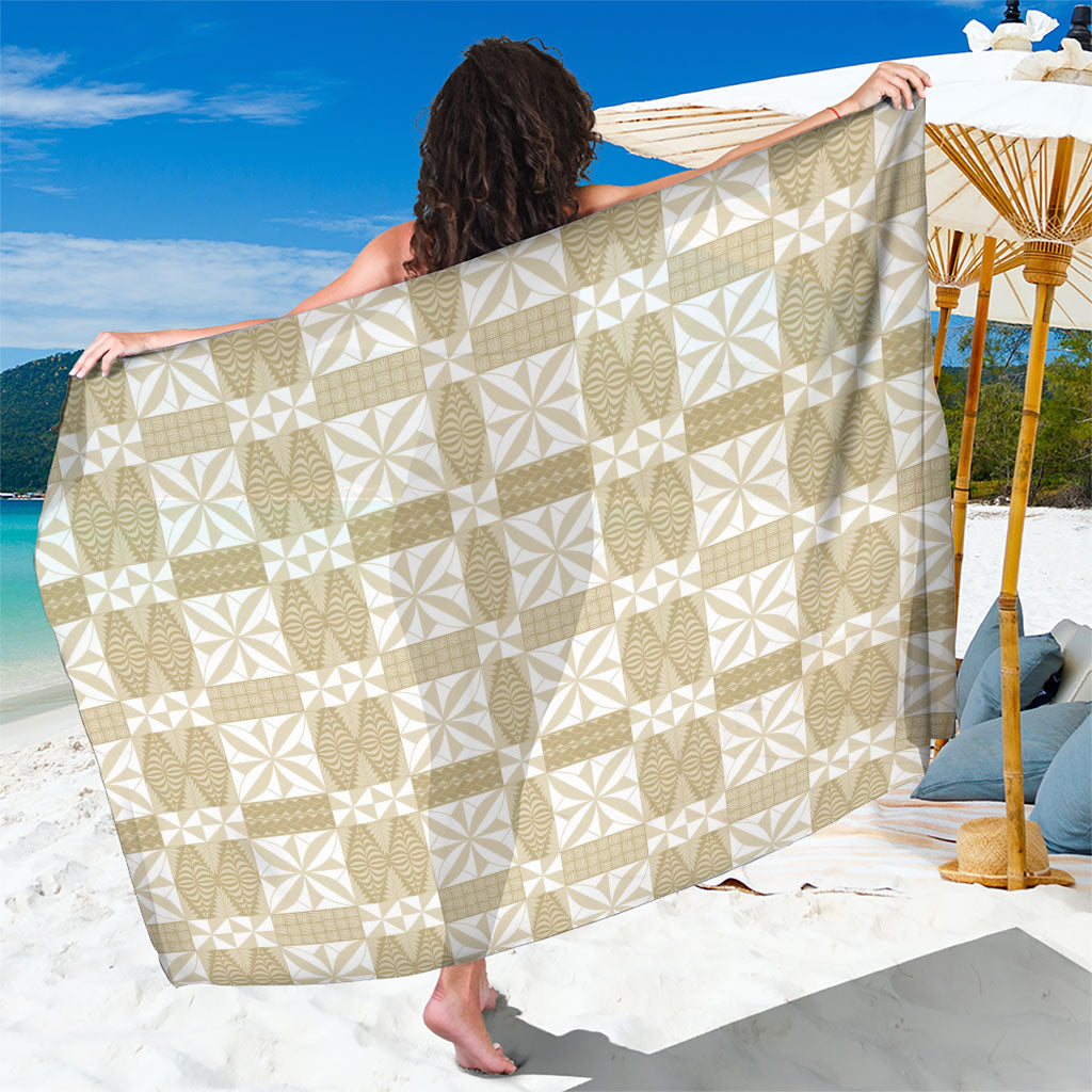 Beige Ngatu Pattern Malo e Lelei Tonga Sarong LT14 One Size 44 x 66 inches Beige - Polynesian Pride