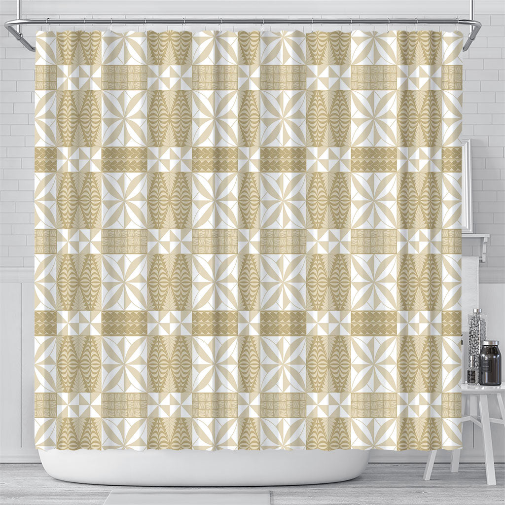 Beige Ngatu Pattern Malo e Lelei Tonga Shower Curtain