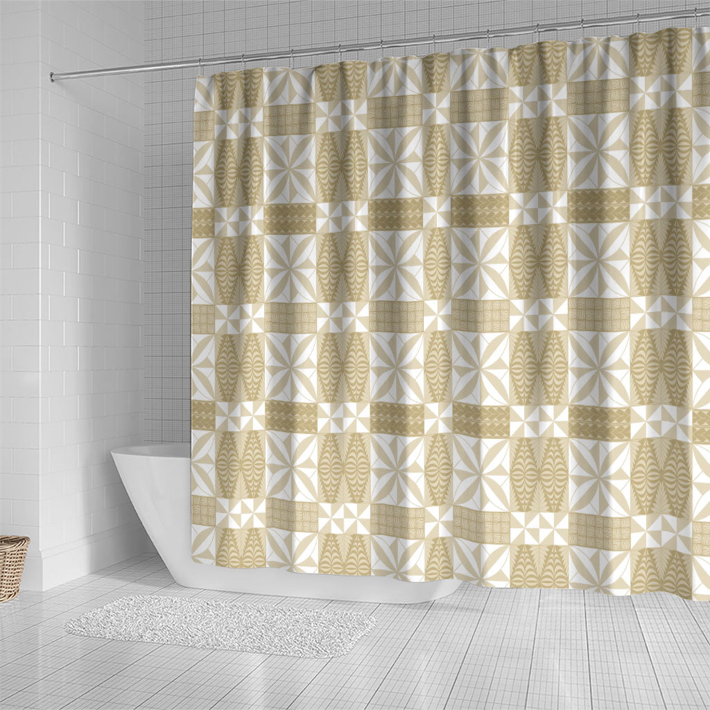 Beige Ngatu Pattern Malo e Lelei Tonga Shower Curtain