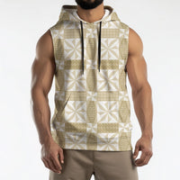 Beige Ngatu Pattern Malo e Lelei Tonga Sleeveless Hoodie