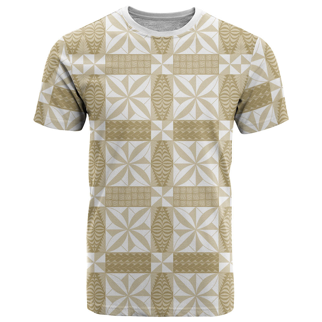 Beige Ngatu Pattern Malo e Lelei Tonga T Shirt LT14 Beige - Polynesian Pride