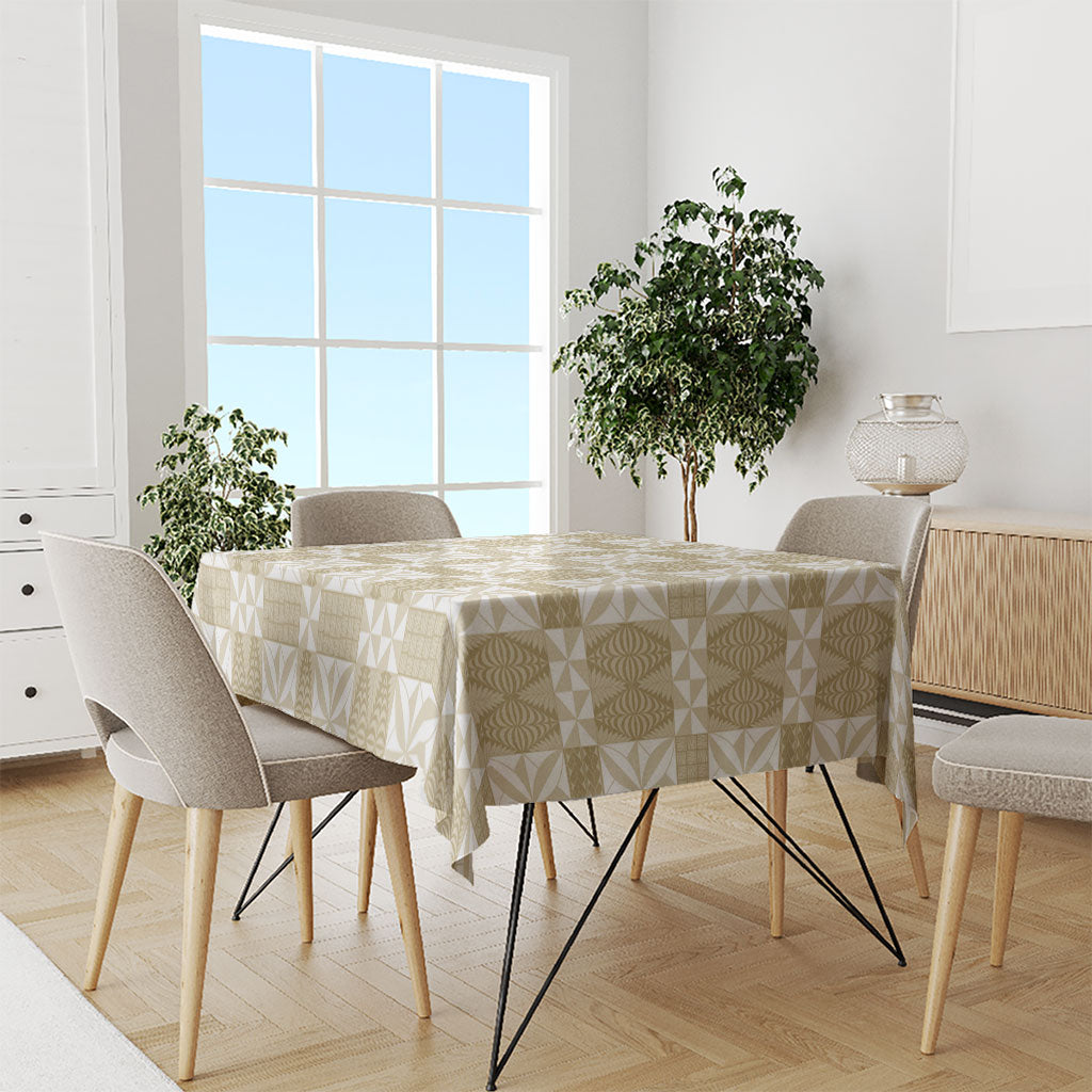 Beige Ngatu Pattern Malo e Lelei Tonga Tablecloth LT14 - Polynesian Pride