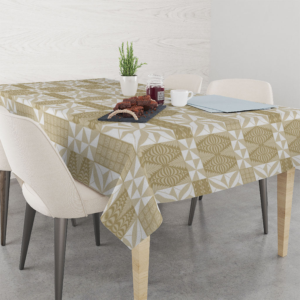 Beige Ngatu Pattern Malo e Lelei Tonga Tablecloth LT14 - Polynesian Pride