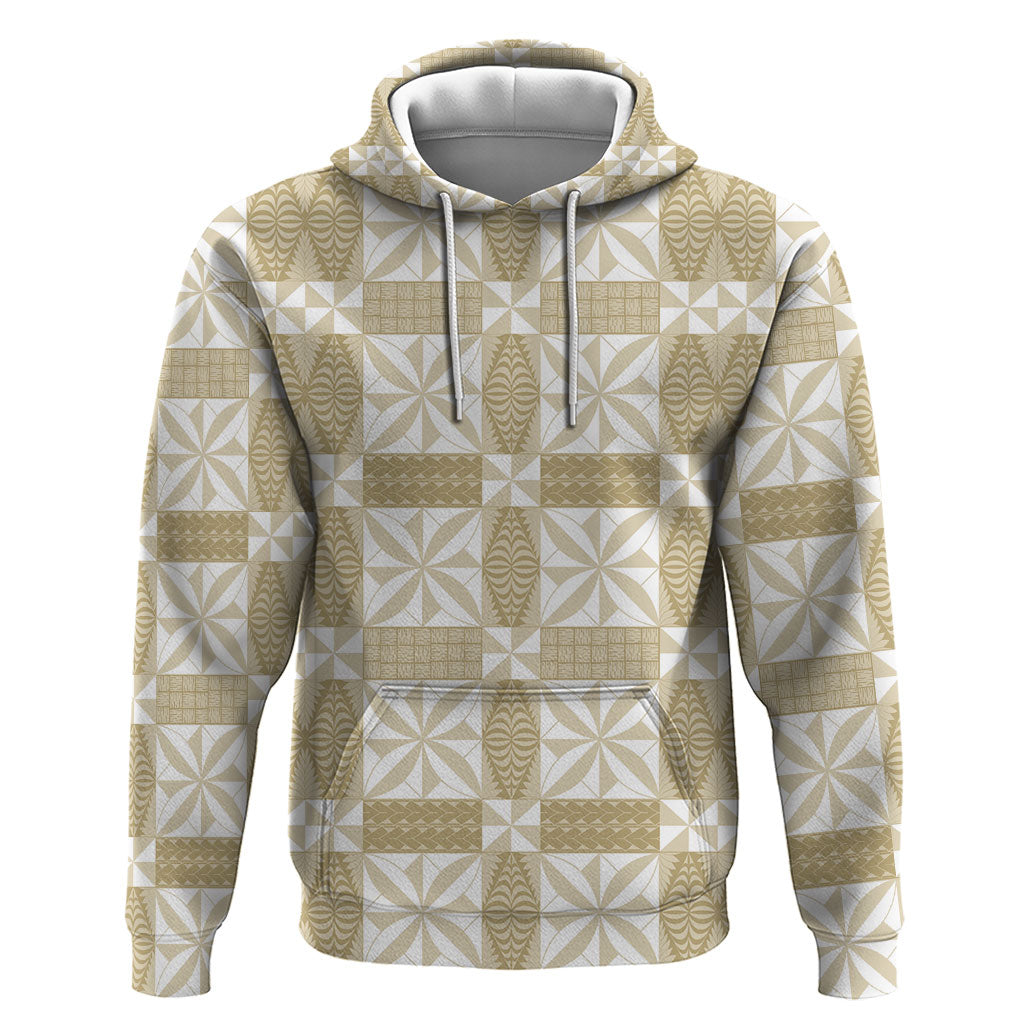 Beige Ngatu Pattern Malo e Lelei Tonga Zip Hoodie