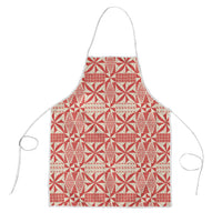 Red Ngatu Pattern Malo e Lelei Tonga Apron LT14 Red - Polynesian Pride