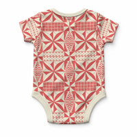 Red Ngatu Pattern Malo e Lelei Tonga Baby Onesie