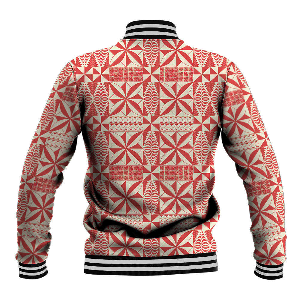 Red Ngatu Pattern Malo e Lelei Tonga Baseball Jacket LT14 - Polynesian Pride