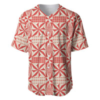 Red Ngatu Pattern Malo e Lelei Tonga Baseball Jersey LT14 Red - Polynesian Pride