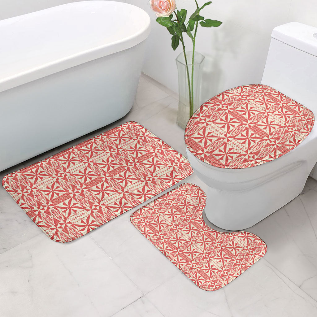 Red Ngatu Pattern Malo e Lelei Tonga Bathroom Set LT14 - Polynesian Pride