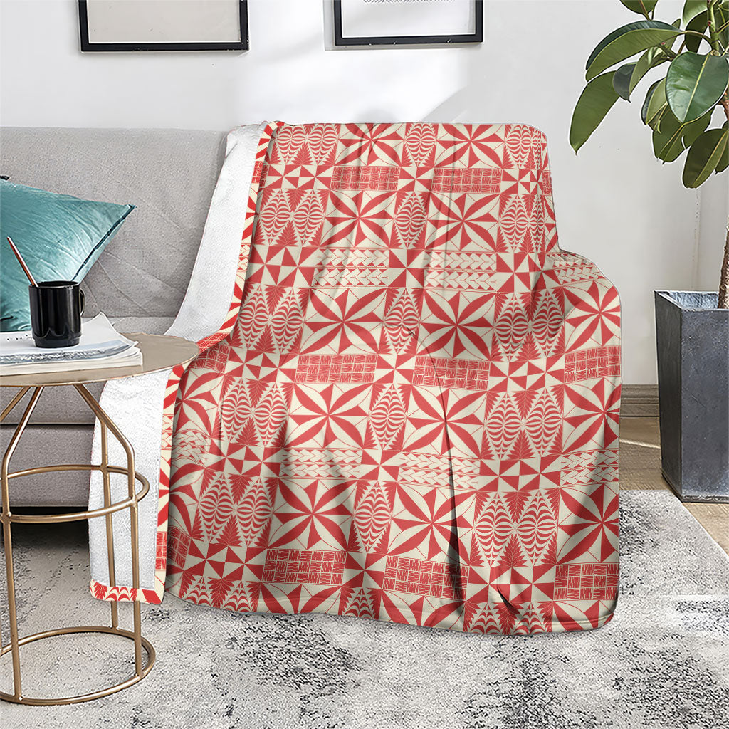 Red Ngatu Pattern Malo e Lelei Tonga Blanket LT14 - Polynesian Pride