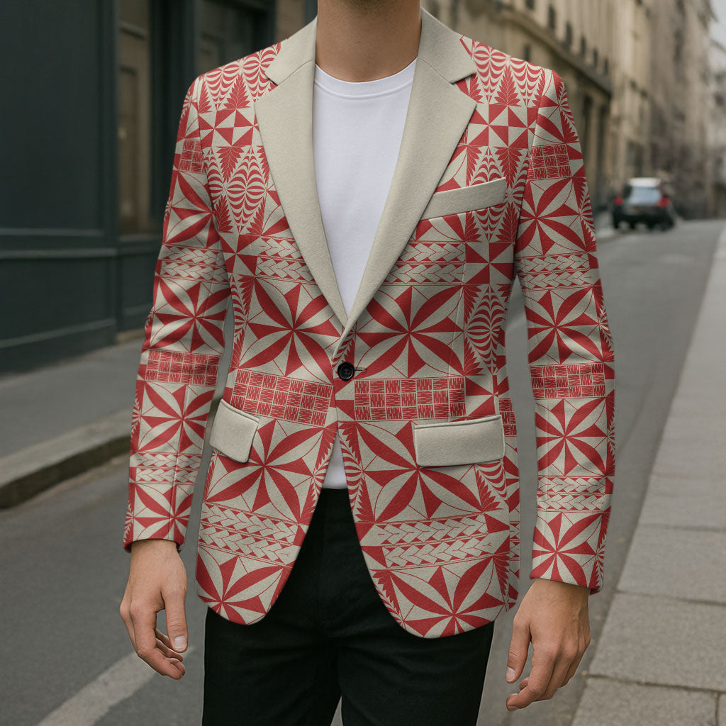 Red Ngatu Pattern Malo e Lelei Tonga Blazer LT14 - Polynesian Pride