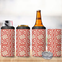 Red Ngatu Pattern Malo e Lelei Tonga 4 in 1 Can Cooler Tumbler