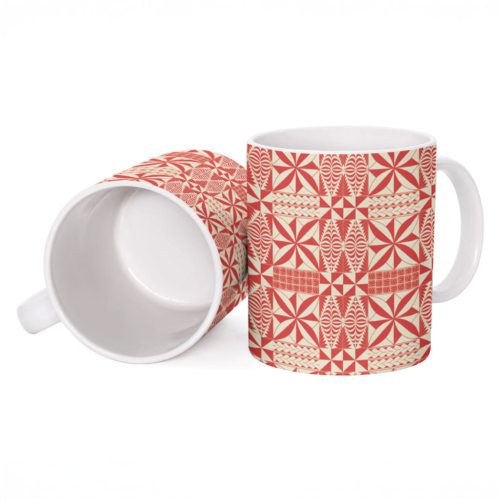 Red Ngatu Pattern Malo e Lelei Tonga Ceramic Mug LT14 - Polynesian Pride