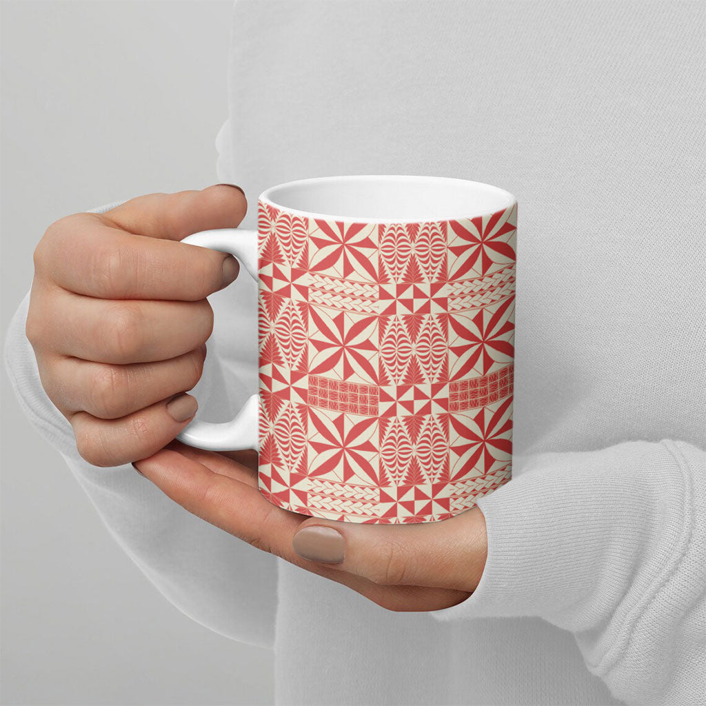 Red Ngatu Pattern Malo e Lelei Tonga Ceramic Mug LT14 - Polynesian Pride