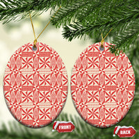 Red Ngatu Pattern Malo e Lelei Tonga Ceramic Ornament