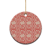 Red Ngatu Pattern Malo e Lelei Tonga Ceramic Ornament