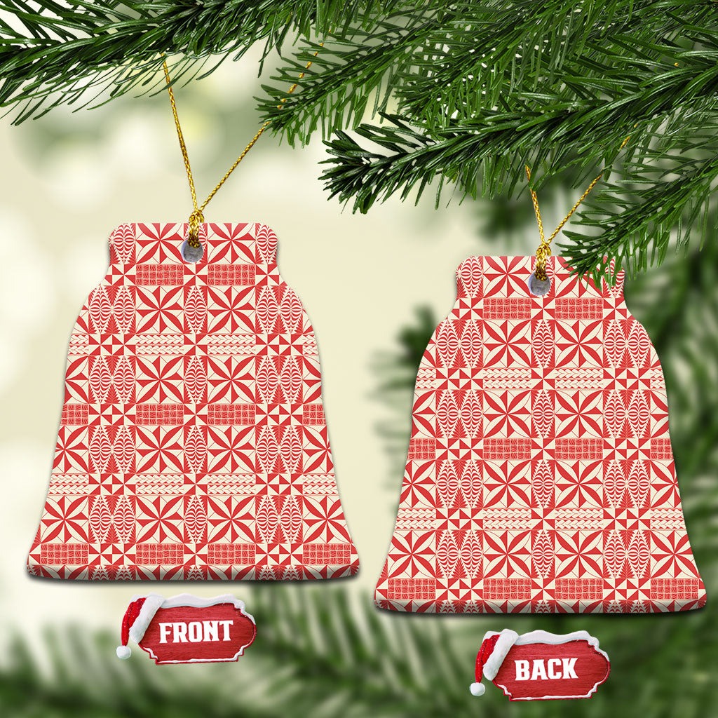 Red Ngatu Pattern Malo e Lelei Tonga Ceramic Ornament