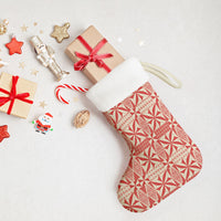 Red Ngatu Pattern Malo e Lelei Tonga Christmas Stocking
