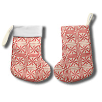 Red Ngatu Pattern Malo e Lelei Tonga Christmas Stocking