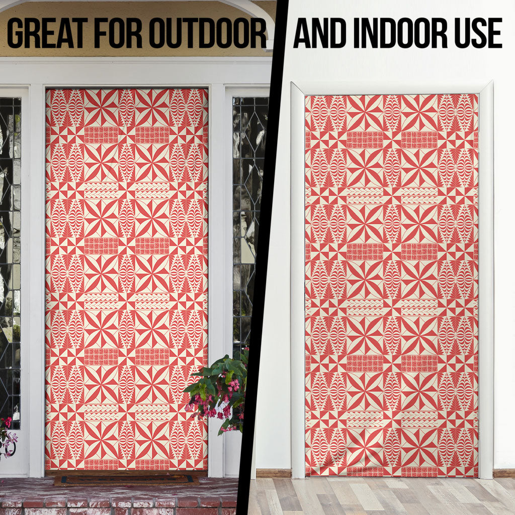 Red Ngatu Pattern Malo e Lelei Tonga Door Cover
