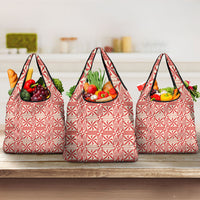 Red Ngatu Pattern Malo e Lelei Tonga Grocery Bag