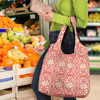 Red Ngatu Pattern Malo e Lelei Tonga Grocery Bag