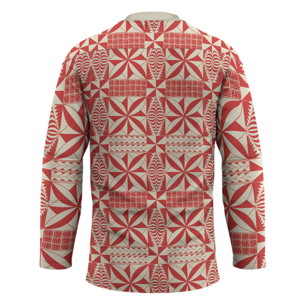 Red Ngatu Pattern Malo e Lelei Tonga Hockey Jersey