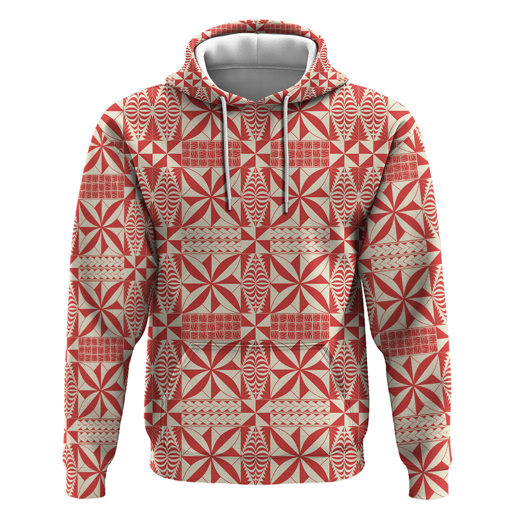 Red Ngatu Pattern Malo e Lelei Tonga Hoodie LT14 Pullover Hoodie Red - Polynesian Pride